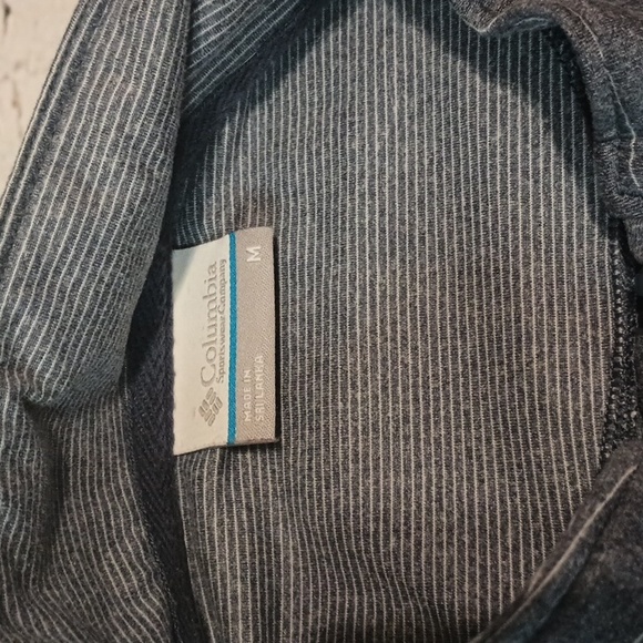 Columbia PFG Men's Heather Blue White Striped 1/4 Zip Long Sleeve Pullover M - Picture 3 of 9